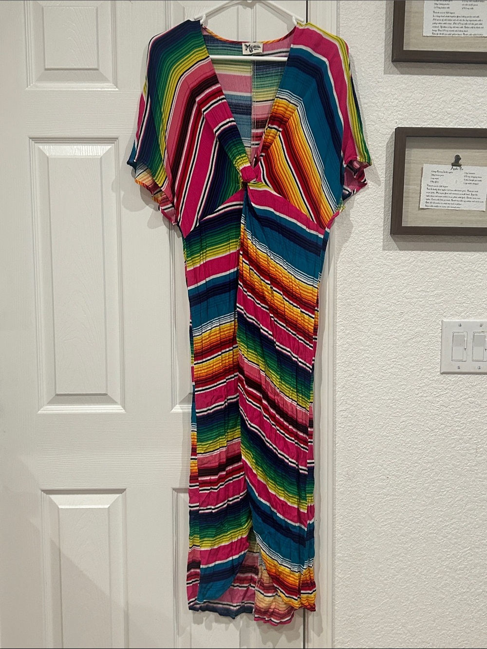 Show Me Your MuMu Multicolor Striped Dress — Pink, Green, Blue